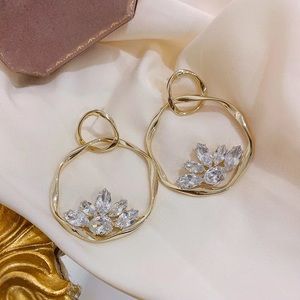 Trandy crystal circle drop earrings